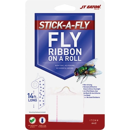Jt Eaton Stick-A-Fly 14 Ft. Fly Ribbon On A Roll 442